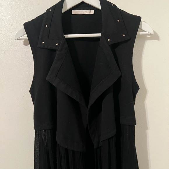 Testimony Los Angeles Sleeveless Long Duster Studded Collar Size Small - Picture 2 of 10